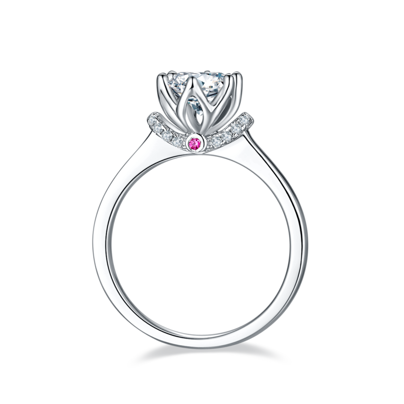 Straight arm V-set crown S925 silver plated platinum moissanite diamond women's ring 1 carat D-grade